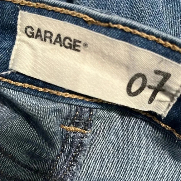 Garage Mid Rise Skinny Destroyed Jeans Medium Faded Wash - Picture 10 of 12